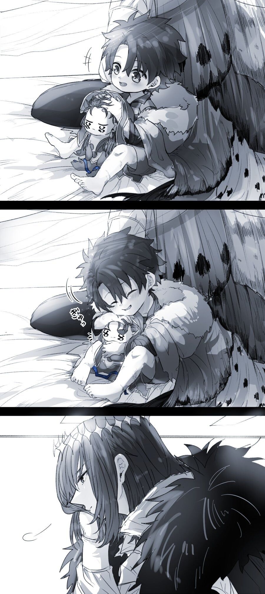 Fgo マイルームでミニクーフーリンオルタを可愛がる幼児ぐだ男 それを見守るオベロンもすこ