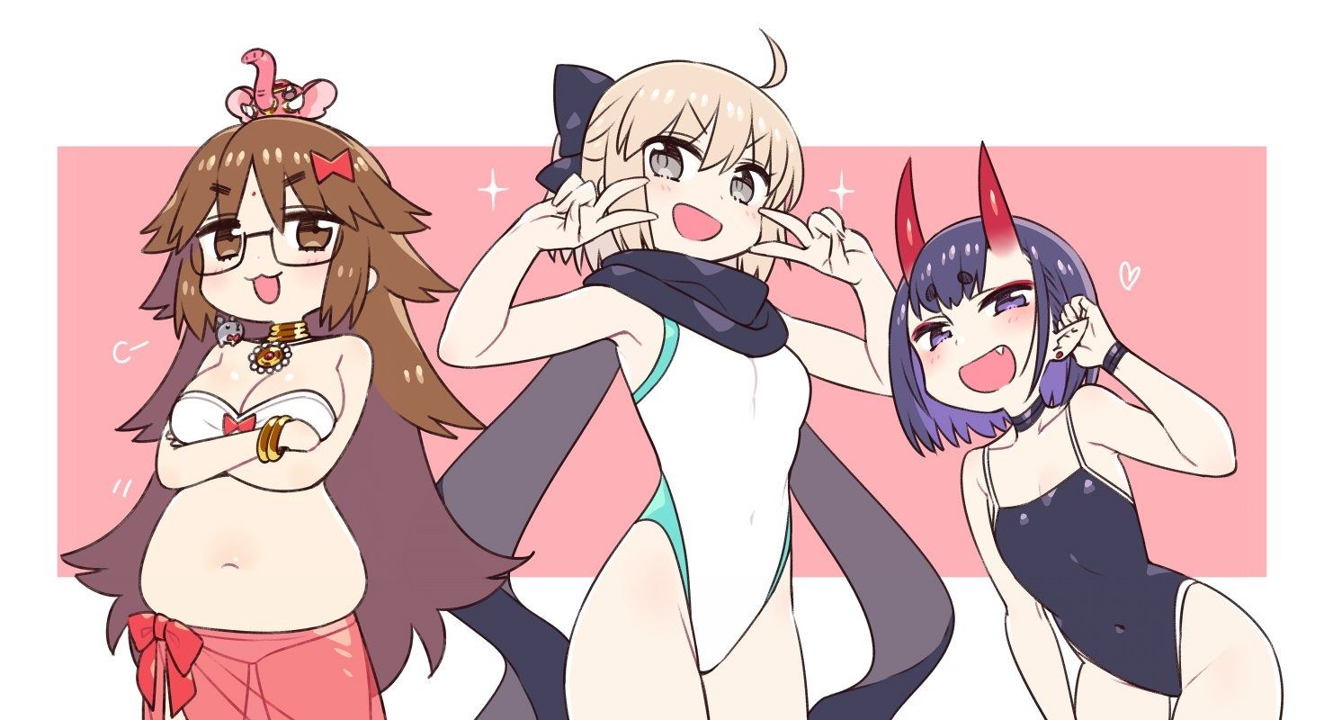 Fgo ジナコ 沖田さん 酒呑ちゃんの水着イラスト ジナコ腹ｗｗｗ