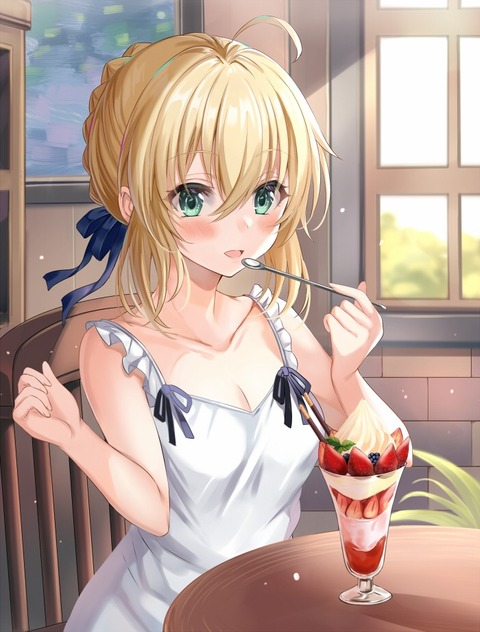 Fgo パフェを食べるセイバーさんイラスト セイバーと一緒にパフェ食べたすぎる Fgoまとめ カルデア速報