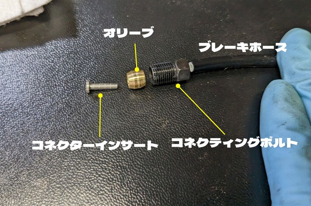 画像でみる】ロード用油圧ブレーキの接続部オリーブとコネクター