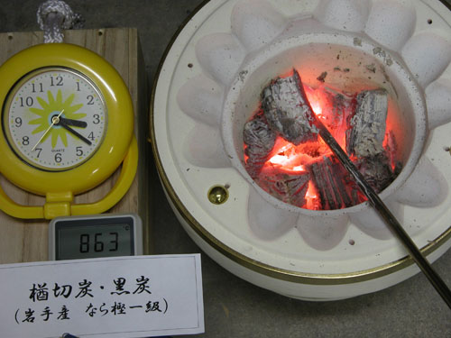 木炭の燃焼時間 囲炉裏 火鉢 七輪のうんちく 炭火道 木炭の燃焼時間 囲炉裏 火鉢 七輪のうんちく 炭火道