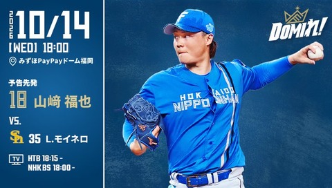 山﨑福也 10月14日CSパ・ファイナルステージ 1回戦 予告先発！ 18:00～