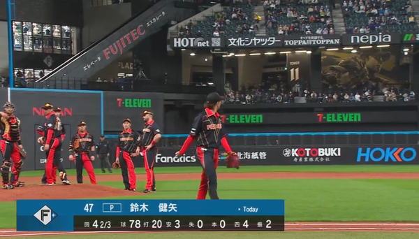 【速報】スズケン、5回途中78球3安打4四球無失点で降板