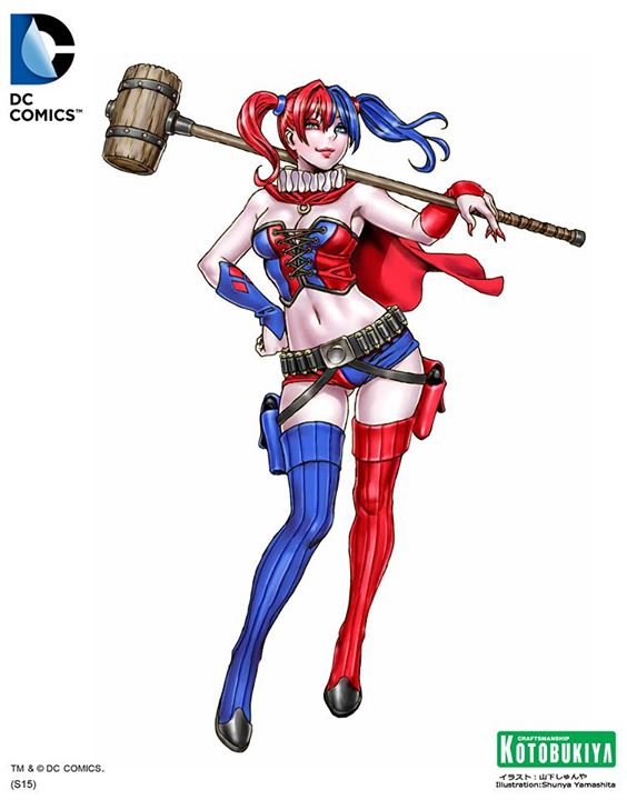 Dcコミック コトブキヤbishoujo ハーレイ クイン Ver2 フィギュア化用イラスト公開 青と赤のコスチューム Figure News