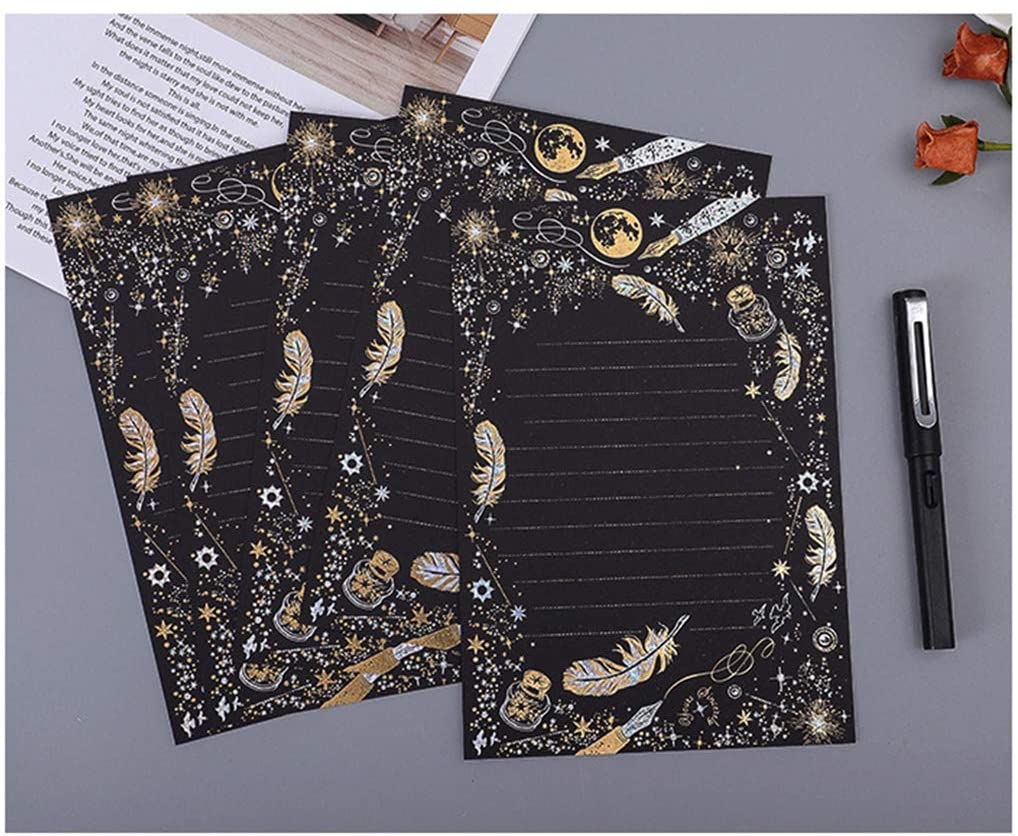 便箋 封筒 8枚セット 羽根柄 黒 B6 フィギュアスケートグッズ情報