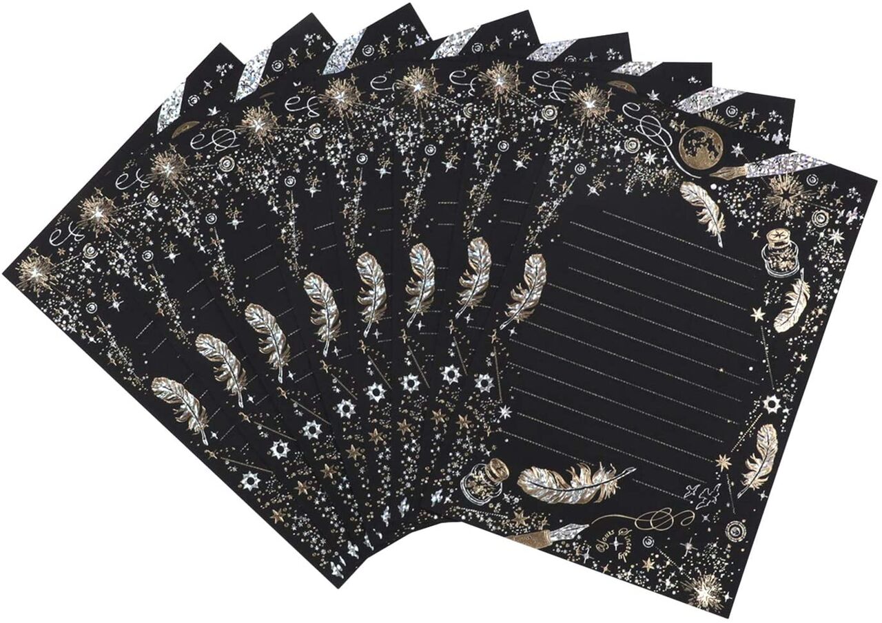 便箋 封筒 8枚セット 羽根柄 黒 B6 フィギュアスケートグッズ情報