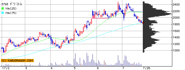 今の注目銘柄⇒3793ドリコム 3667ｅｎｉｓｈ 他（7月28日13～14時）ランキング