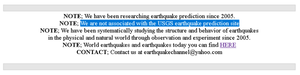 quakeprediction.com We are not associated with the USGS earthquake prediction site earthquakechannel＠yahoo.com 