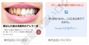 Google広告ポリシー違反が理由で削除されましたゴキブリ広告