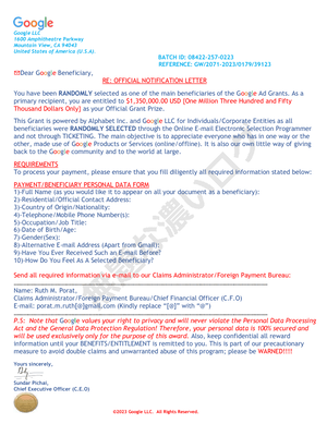 GooglevOFFICIAL NOTIFICATION LETTER