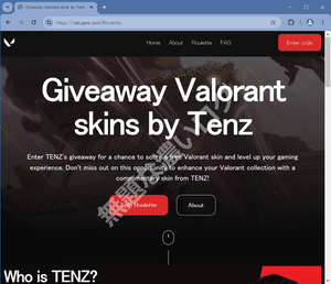 VALORANT Skins Giveaway Scam TenZ フィッシング詐欺サイト