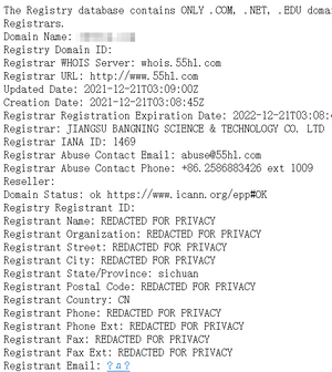 Ray-Ban 偽レイバン通販サイト ドメイン保有者の所在は中国か？