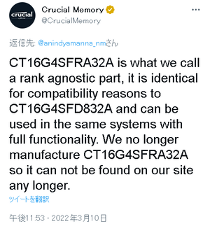 CrucialメモリDDR4型番2つの違い