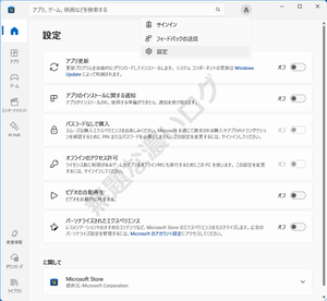 Microsoft Store 設定