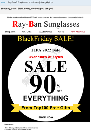 偽Ray-Ban Sunglasses迷惑メール