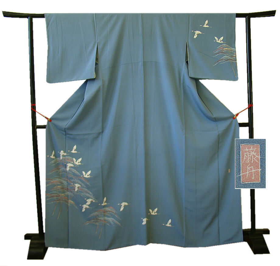 時代屋 裄63.3ｃｍ S寸 作家物 極上一越地 本加工染 附下げ 訪問着 正絹 仕立上り 袷 147ｃｍ～153ｃｍ HH584