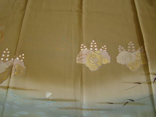 時代屋 裄67.1cm 作家物 一越地 本加工染 附下げ 訪問着 正絹 袷 仕立上り 154cm~160cm 五三桐 I230