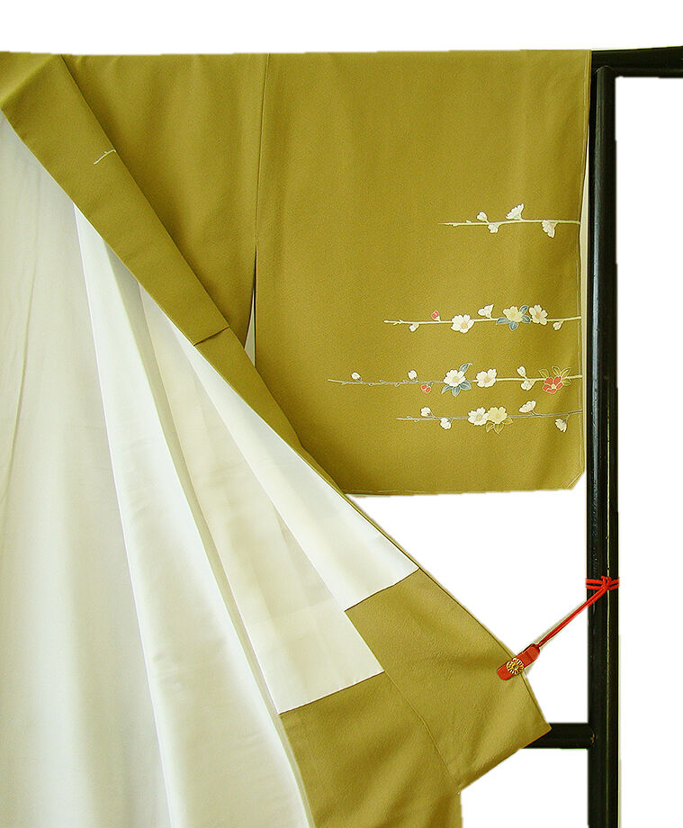 時代屋 裄69.4ｃｍ 新品 ロング寸 作家物 極上 丹後 縮緬地 附下げ 訪問着 正絹 未使用 仕付糸付 袷 当店仕立 160ｃｍ～166ｃｍ HH753