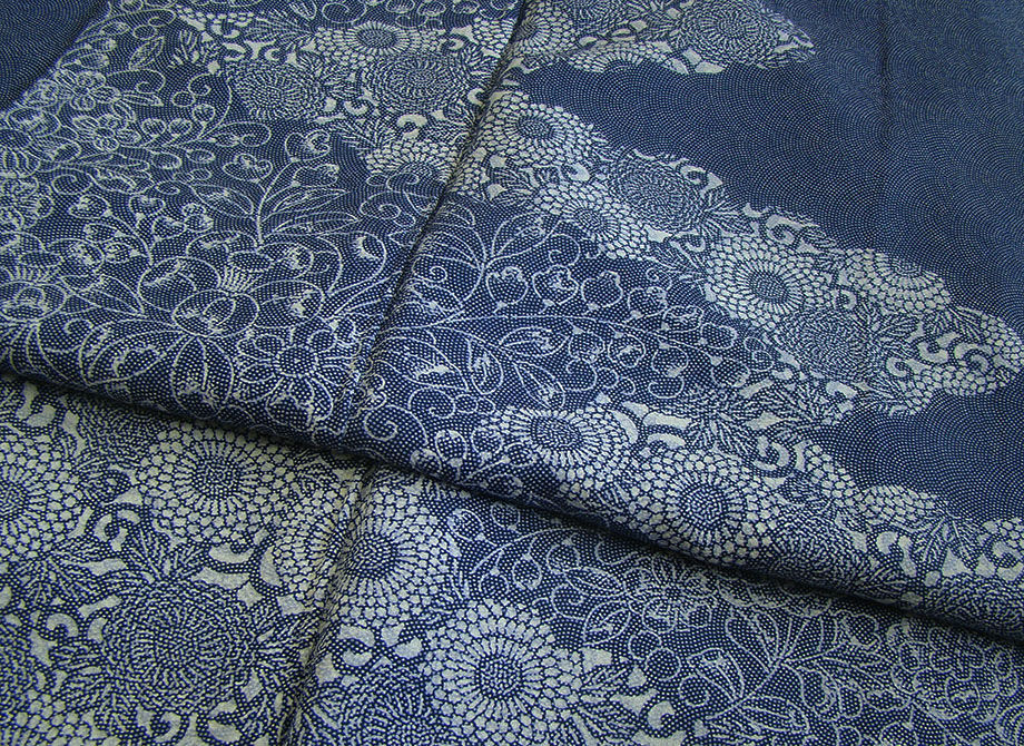 時代屋 裄66.3ｃｍ 縮緬地 鮫柄 江戸小紋 附下げ 訪問着 正絹 仕立上り 袷 源氏車 154ｃｍ～160ｃｍ HH1195