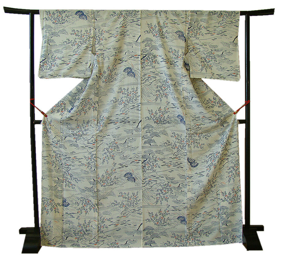 時代屋 裄67.5cm 夏物 お茶事 駒絽 3本絽 小紋 正絹 未使用 仕付糸