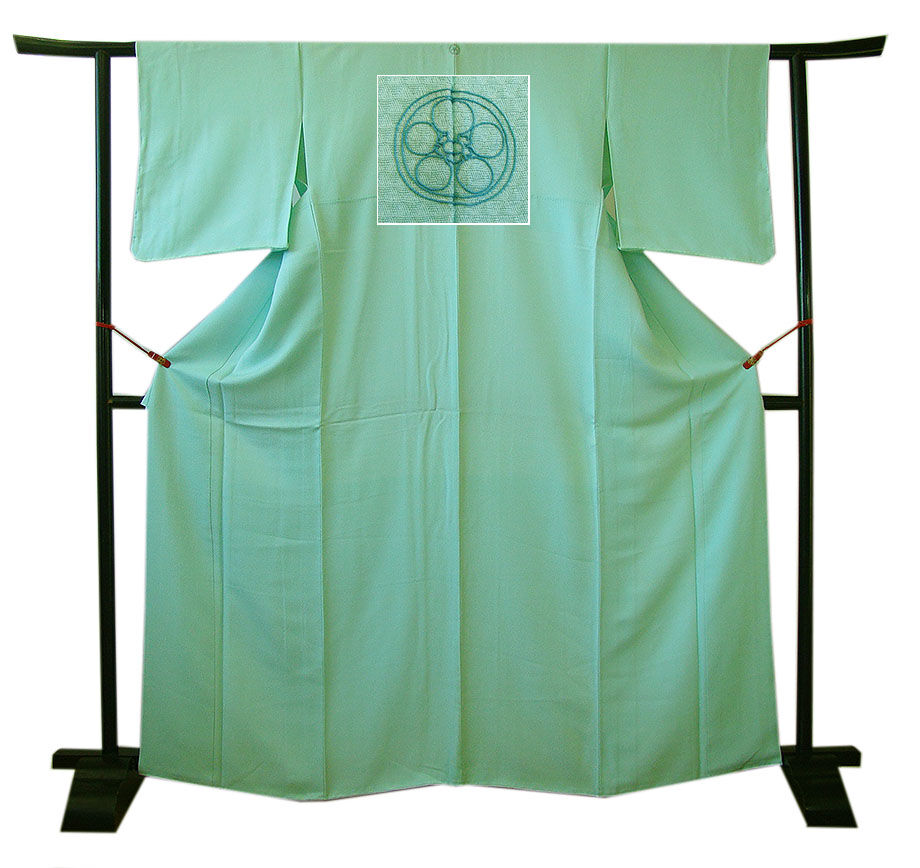 時代屋 裄65.6ｃｍ お茶事 縮緬地 色無地 小紋 正絹 未使用 袷 仕付糸付 152ｃｍ～158ｃｍ M829