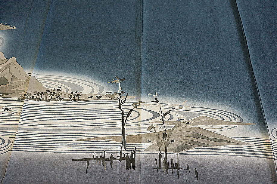 時代屋 裄66.3ｃｍ 縮緬地 附下げ 訪問着 西陣織 袋帯 4点 セット 正絹 仕立上り 袷 五三の桐 154ｃｍ～160ｃｍ ＨJ267