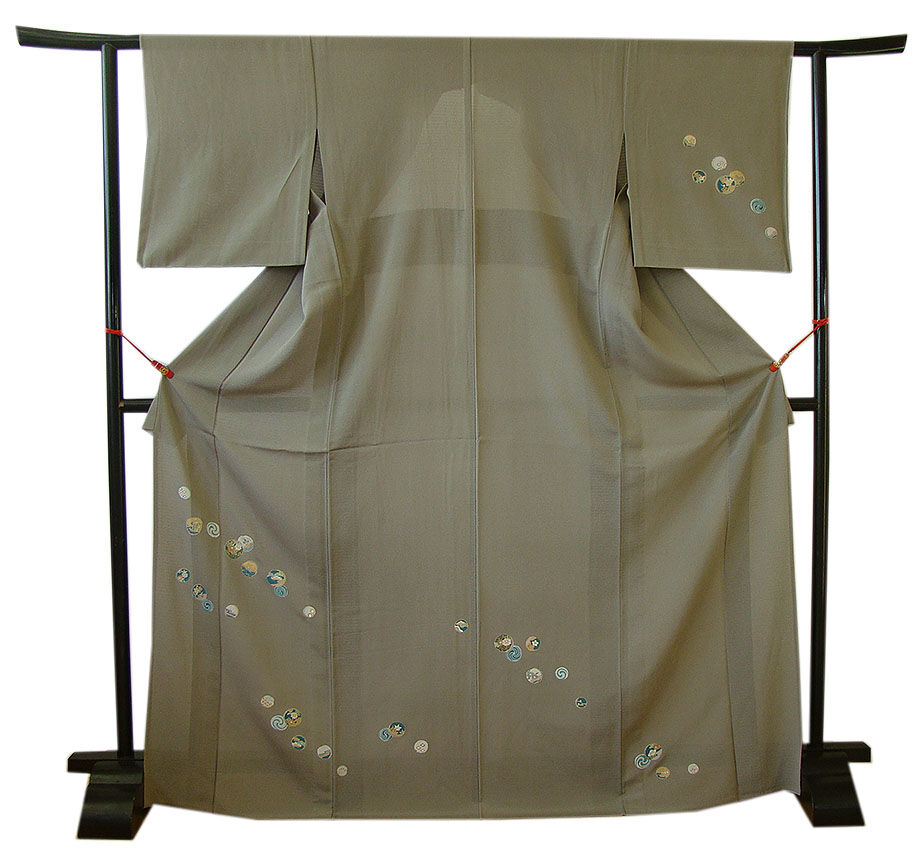 時代屋 裄66.3ｃｍ 夏物 駒絽 絽縮緬 附下げ 訪問着 正絹 仕立上り 居敷当て付 154ｃｍ～160ｃｍ HH1414