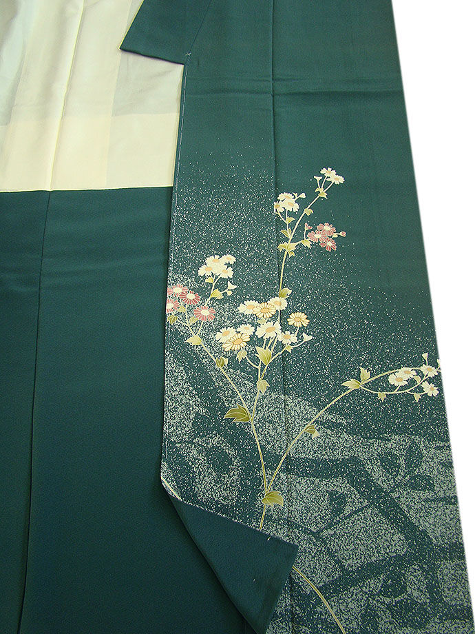 時代屋 美品！裄66.3ｃｍ 極上縮緬地 たたき染 本加工染 附下げ 訪問着 正絹 未使用 仕付糸付 袷 共八掛 154ｃｍ～160ｃｍ HH1408