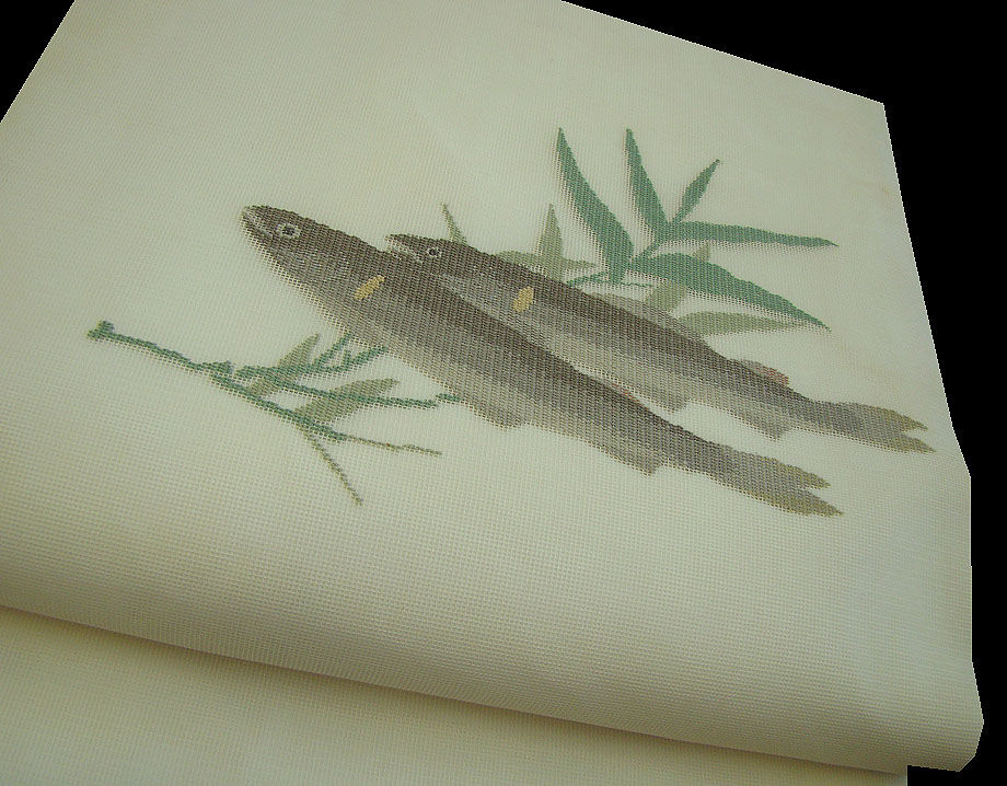 時代屋 夏物 紬 小紋用 紗 なごや帯 正絹 未使用 たいこ柄 N631