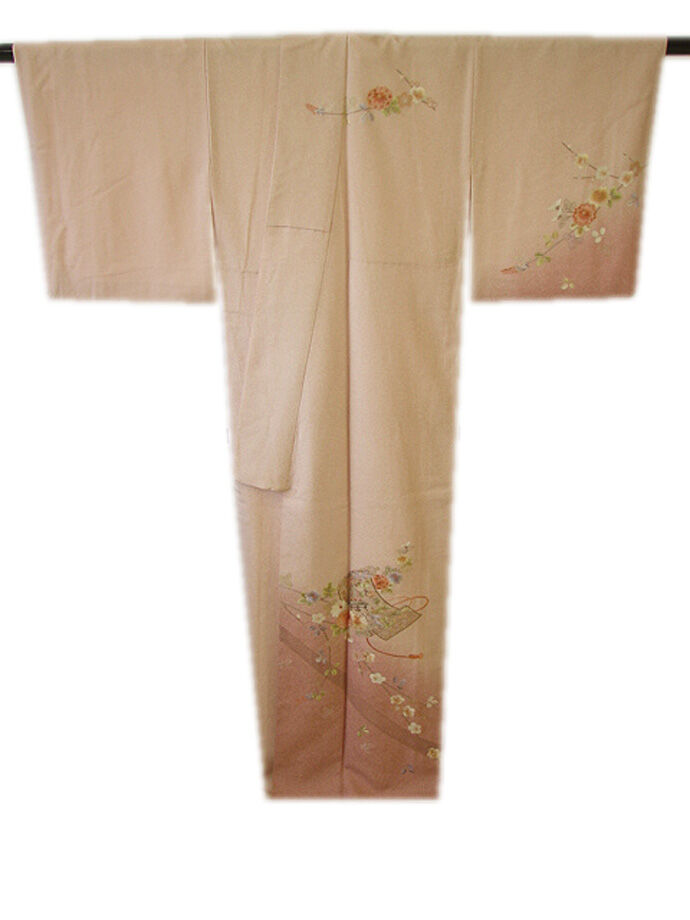 時代屋 美品 裄65.9㎝ 総刺繍 訪問着 正絹 仕立上り 150cm～158cm 紋 