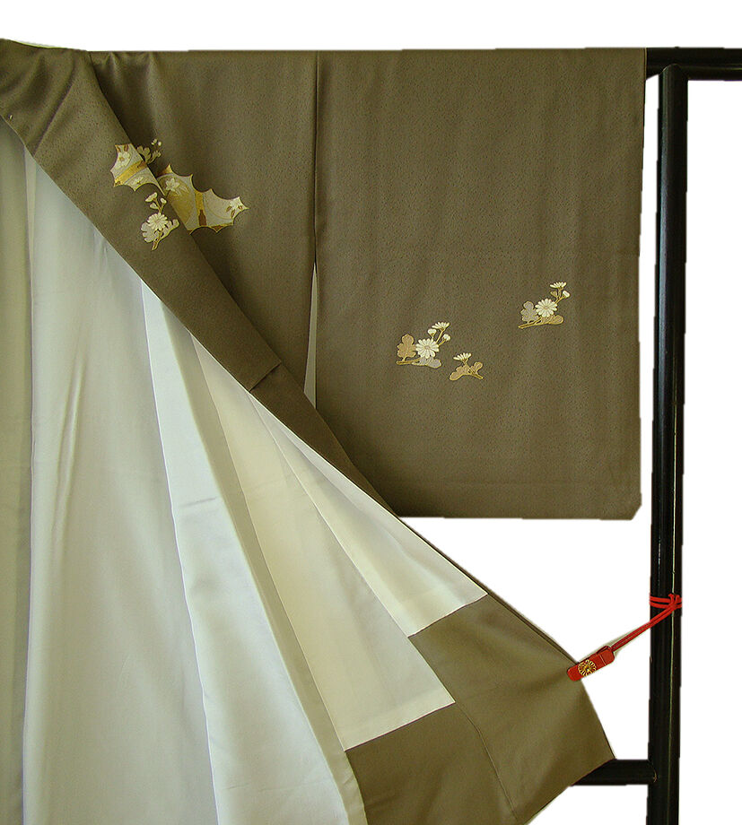 時代屋 美品！ 65.6ｃｍ 綸子地 金彩加工染 附下げ 訪問着 正絹 仕立上り 袷 152ｃｍ～158ｃｍ ＨH053