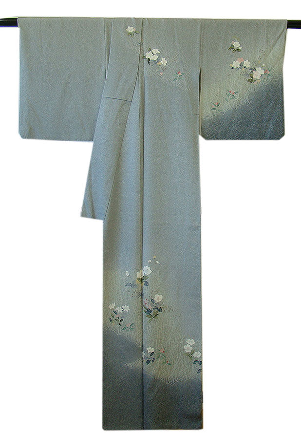 値下げ！！時代屋 裄66.3cm 単衣 縮緬地 小紋 正絹 仕立上り 居敷