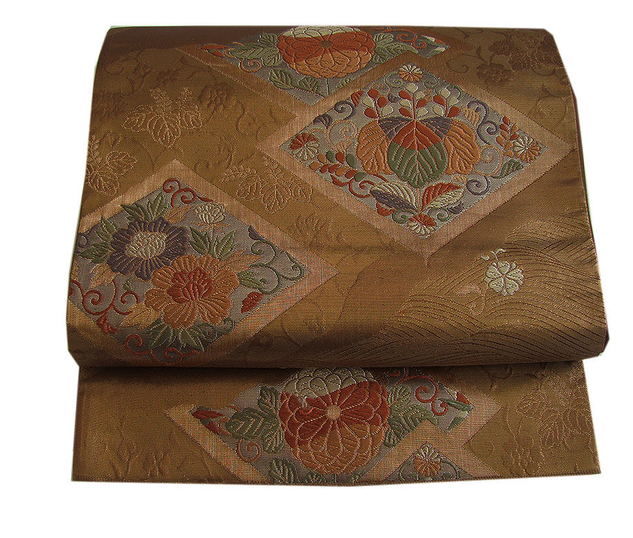 時代屋 裄67.5ｃｍ 縮緬地 附下げ 訪問着 西陣織 袋帯 帯揚 帯〆 4点 セット 正絹 仕立上り 袷 共八掛 152ｃｍ～158ｃｍ HH1327