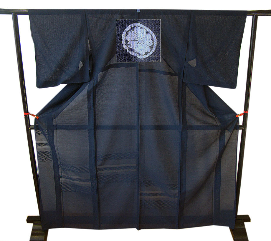 時代屋 裄65.2ｃｍ 夏物 紗 色無地 附下げ 長襦袢 2点 セット 正絹 仕立上り 丸に桜 152ｃｍ～158ｃｍ Ｍ843