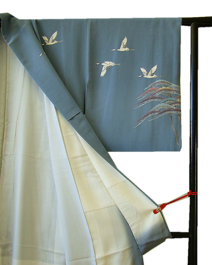 時代屋 裄63.3ｃｍ S寸 作家物 極上一越地 本加工染 附下げ 訪問着 正絹 仕立上り 袷 147ｃｍ～153ｃｍ HH584