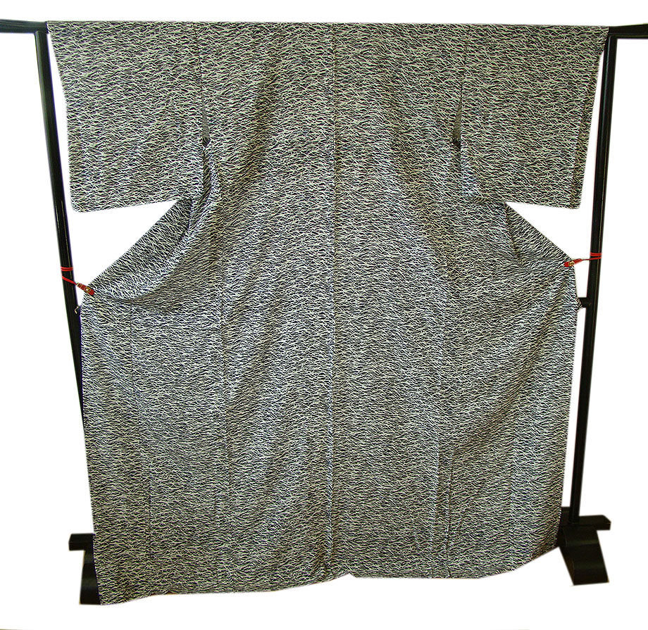 時代屋 裄70.1ｃｍ ロング寸 夏物 お茶事 駒絽 ３本絽 黒地 小紋 正絹 仕立上り 162cm～170ｃｍ KK646