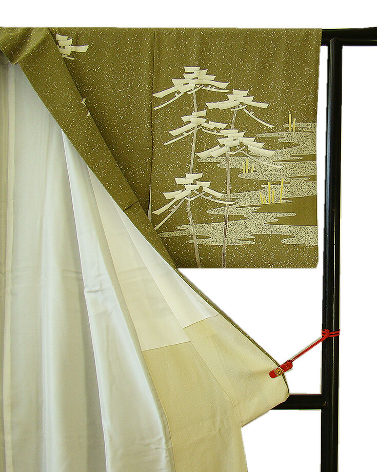 時代屋 美品！裄64.4ｃｍ 作家物 極上縮緬地 たたき染 附下げ 訪問着 正絹 仕立上り 袷 150ｃｍ～156ｃｍ HH698