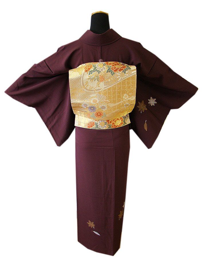 時代屋 63.6cm 極上縮緬地 金彩加工染 附下げ 訪問着 袋帯 帯揚げ 帯〆セット 正絹 袷 仕立上り 148cm~154cm L918