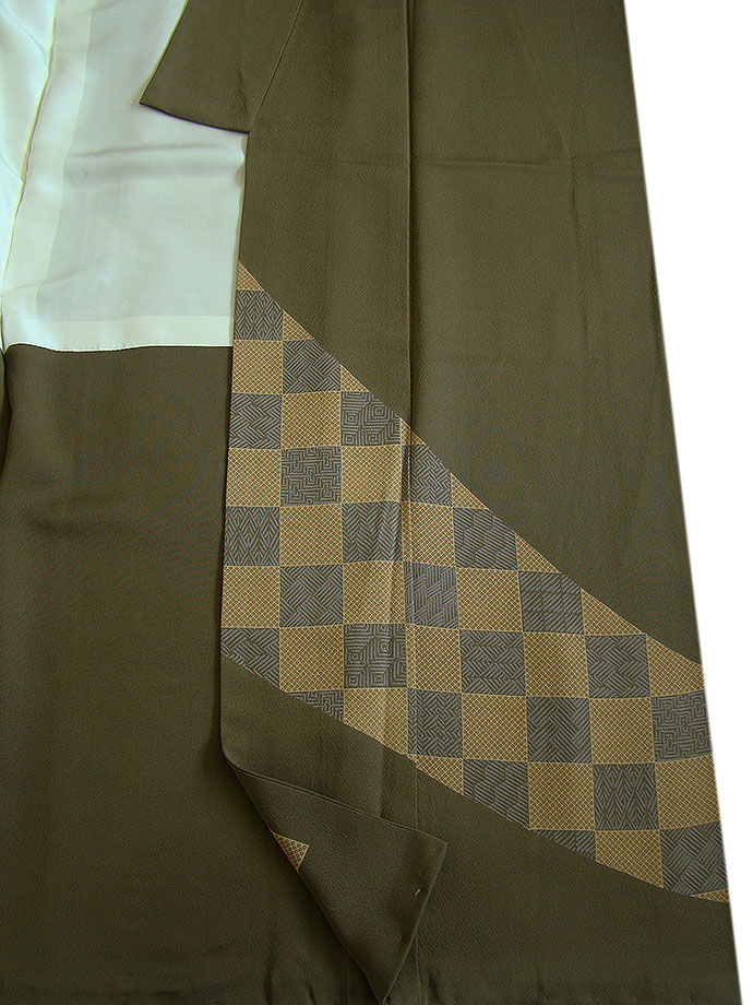 時代屋 裄67.5ｃｍ 縮緬地 附下げ 訪問着 西陣織 袋帯 帯揚 帯〆 4点 セット 正絹 仕立上り 袷 共八掛 152ｃｍ～158ｃｍ HH1327