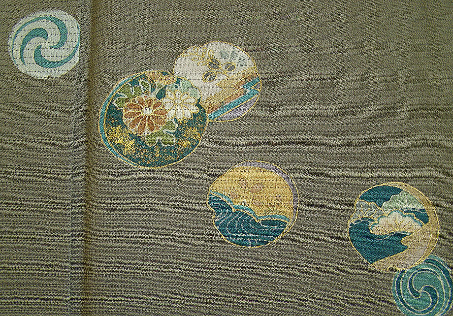 時代屋 裄66.3ｃｍ 夏物 駒絽 絽縮緬 附下げ 訪問着 正絹 仕立上り 居敷当て付 154ｃｍ～160ｃｍ HH1414