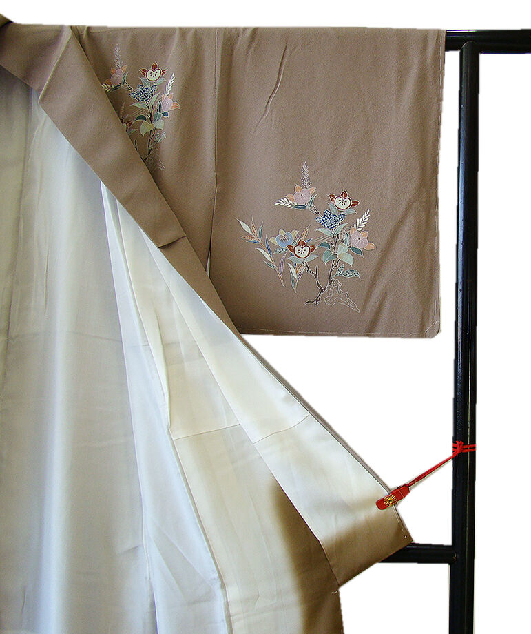 時代屋 裄64.4ｃｍ 極上縮緬地 本加工染 附下げ 訪問着 正絹 未使用 仕付糸付 袷 150ｃｍ～156ｃｍ HH788