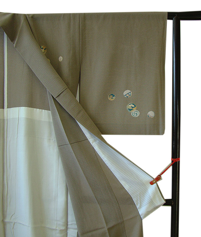 時代屋 裄66.3ｃｍ 夏物 駒絽 絽縮緬 附下げ 訪問着 正絹 仕立上り 居敷当て付 154ｃｍ～160ｃｍ HH1414