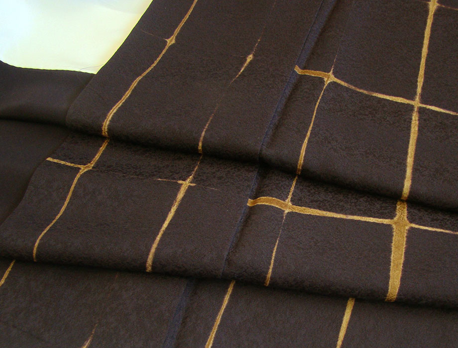 時代屋 裄66.7ｃｍ お茶事 縮緬地 小紋 正絹 仕立上り 袷 155ｃｍ～161ｃｍ KK491