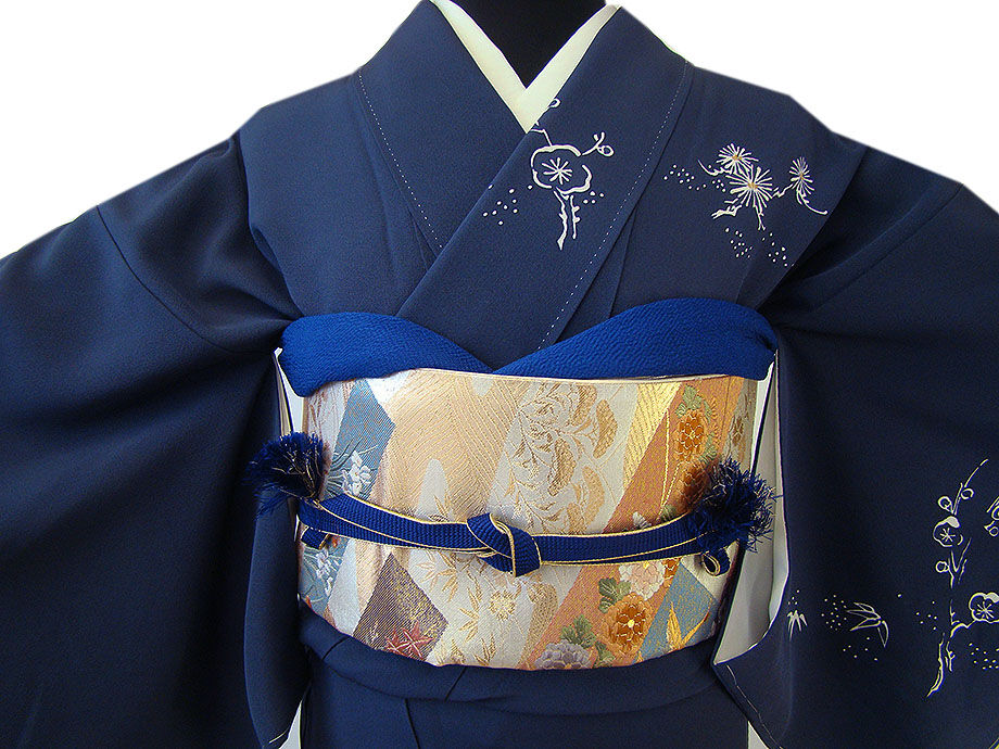 時代屋 裄64.4ｃｍ 作家物 附下げ 訪問着 西陣織 袋帯 帯揚 帯〆 4点 セット 正絹 未使用 仕付糸付 袷 共八掛 150ｃｍ～156ｃｍ HH1407