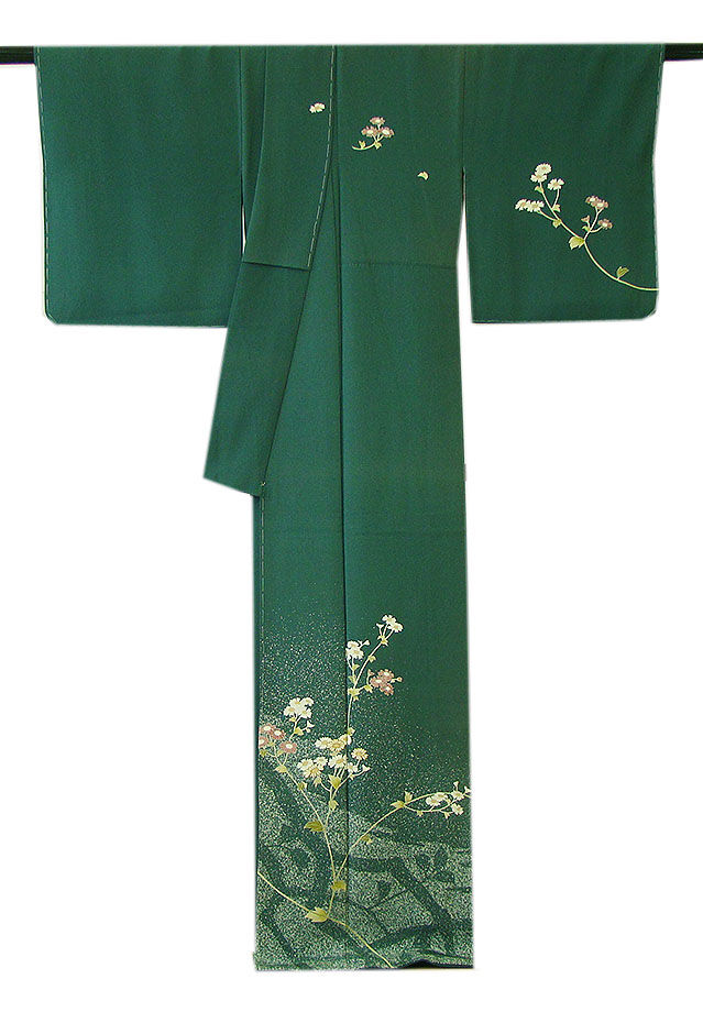 時代屋 美品！裄66.3ｃｍ 極上縮緬地 たたき染 本加工染 附下げ 訪問着 正絹 未使用 仕付糸付 袷 共八掛 154ｃｍ～160ｃｍ HH1408