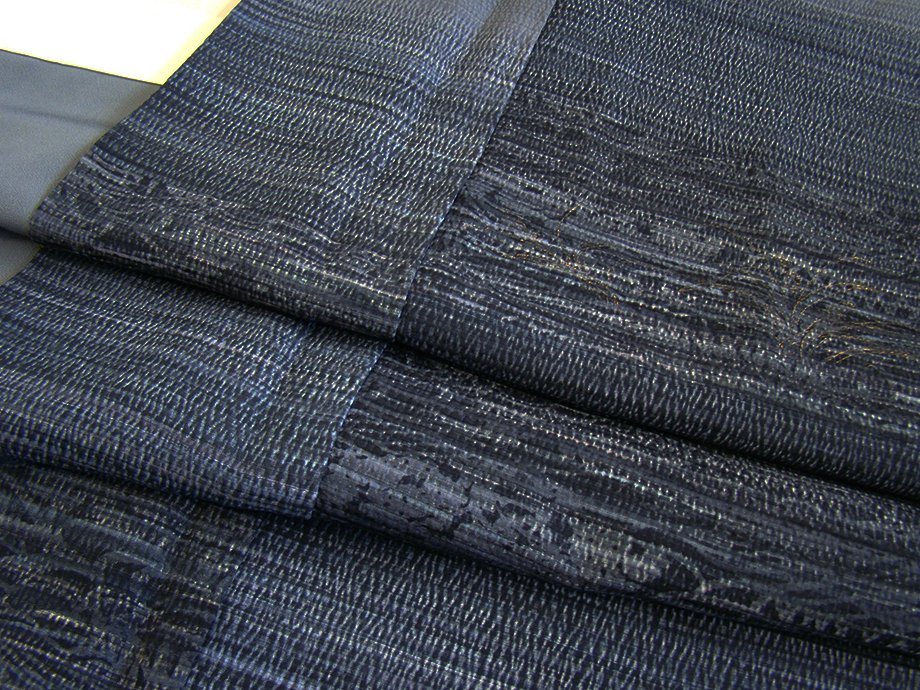 時代屋 裄66.7cm 極上縮緬地 金彩加工染 フクレ織 附下げ 訪問着 正絹 袷 未使用 153cm~159cm I294