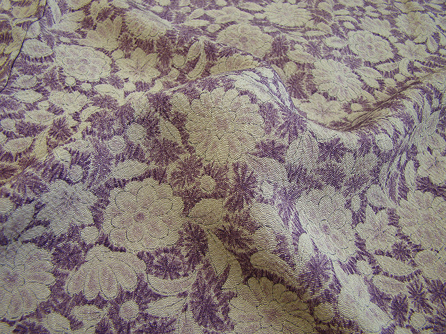 時代屋 裄65.2ｃｍ 縮緬地 小紋 塩瀬 なごや帯 帯〆 帯揚げ 4点 セット 正絹 仕立上り 袷 152ｃｍ～158ｃｍ KK558