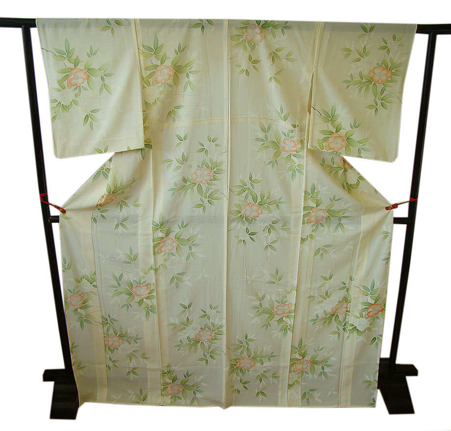 時代屋 裄66.3ｃｍ 夏物 お茶事 駒絽 ３本絽 小紋 正絹 仕立上り 154ｃｍ～160ｃｍ KK598