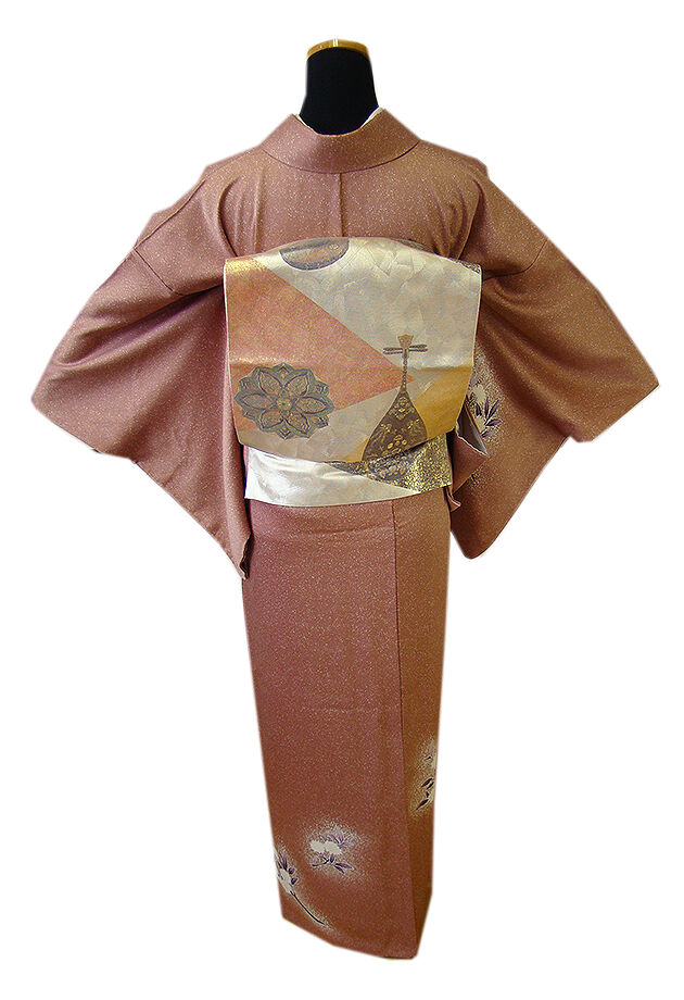 時代屋 裄66.3cm 一越地 たたき染 附下げ 訪問着 西陣織 袋帯 時代屋 裄66.3cm 一越地 たたき染 附下げ 訪問着 西陣織 袋帯