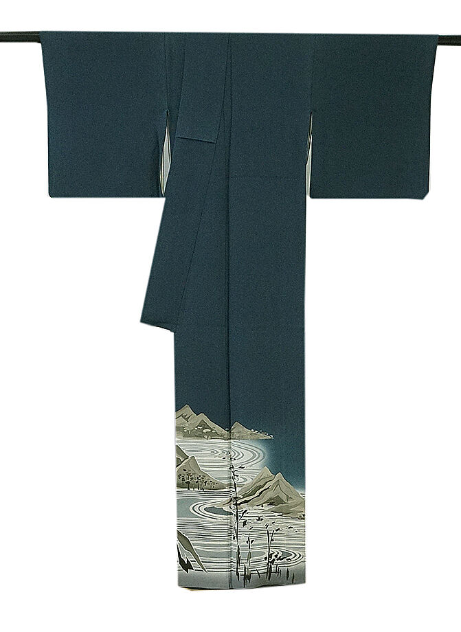 時代屋 裄66.3ｃｍ 縮緬地 附下げ 訪問着 西陣織 袋帯 4点 セット 正絹 仕立上り 袷 五三の桐 154ｃｍ～160ｃｍ ＨJ267